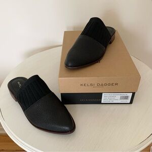 Kelsi Dagger Brooklyn Sock Slide Flat, Black, Size 9,